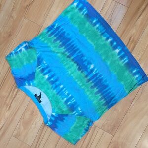 Lauren Ralph Lauren Blue and Green Tie Dye Cap Sleeve T-Shirt Sz 2X 🩵💚💙
